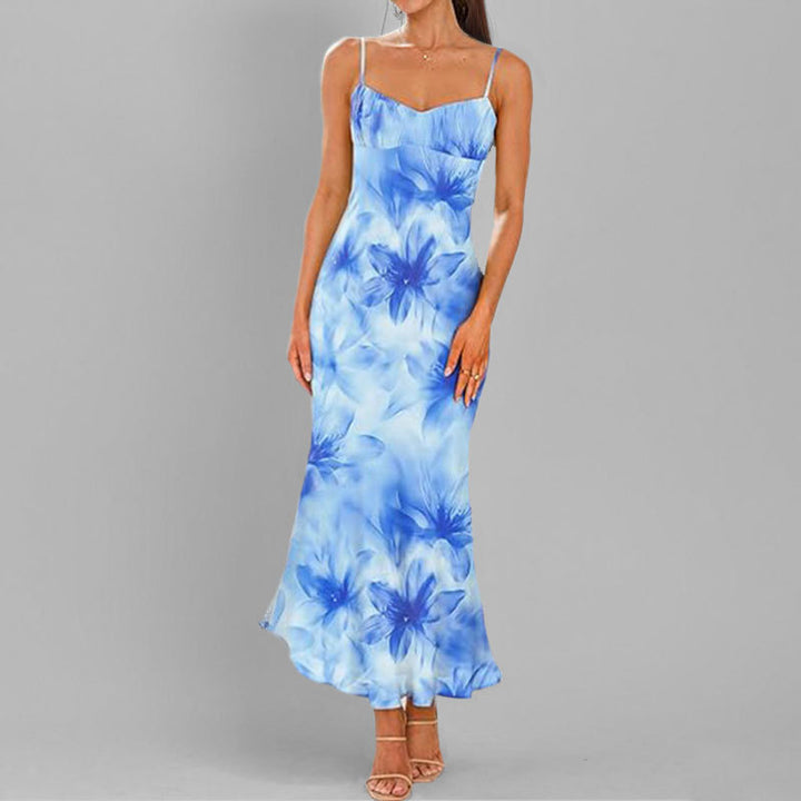 Damen Fließendes Maxikleid mit verspieltem Rüschensaum und floralem Print Drune