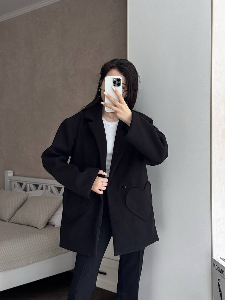 Damen modischer Oversized-Mantel mit großzügigen Taschen und Revers Drune