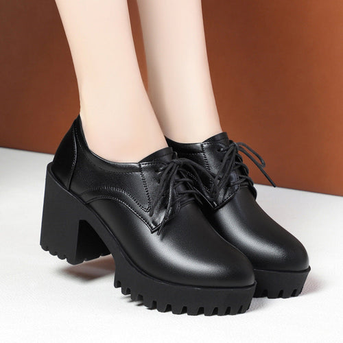 Damen Komfortable Schnürschuhe mit markantem Blockabsatz und rutschfester Sohle Drune