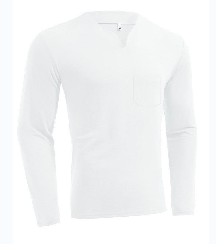 Herren nan Langarmshirt mit V-Ausschnitt Slim Fit Baumwollmix und elastischem Komfortbund Drune