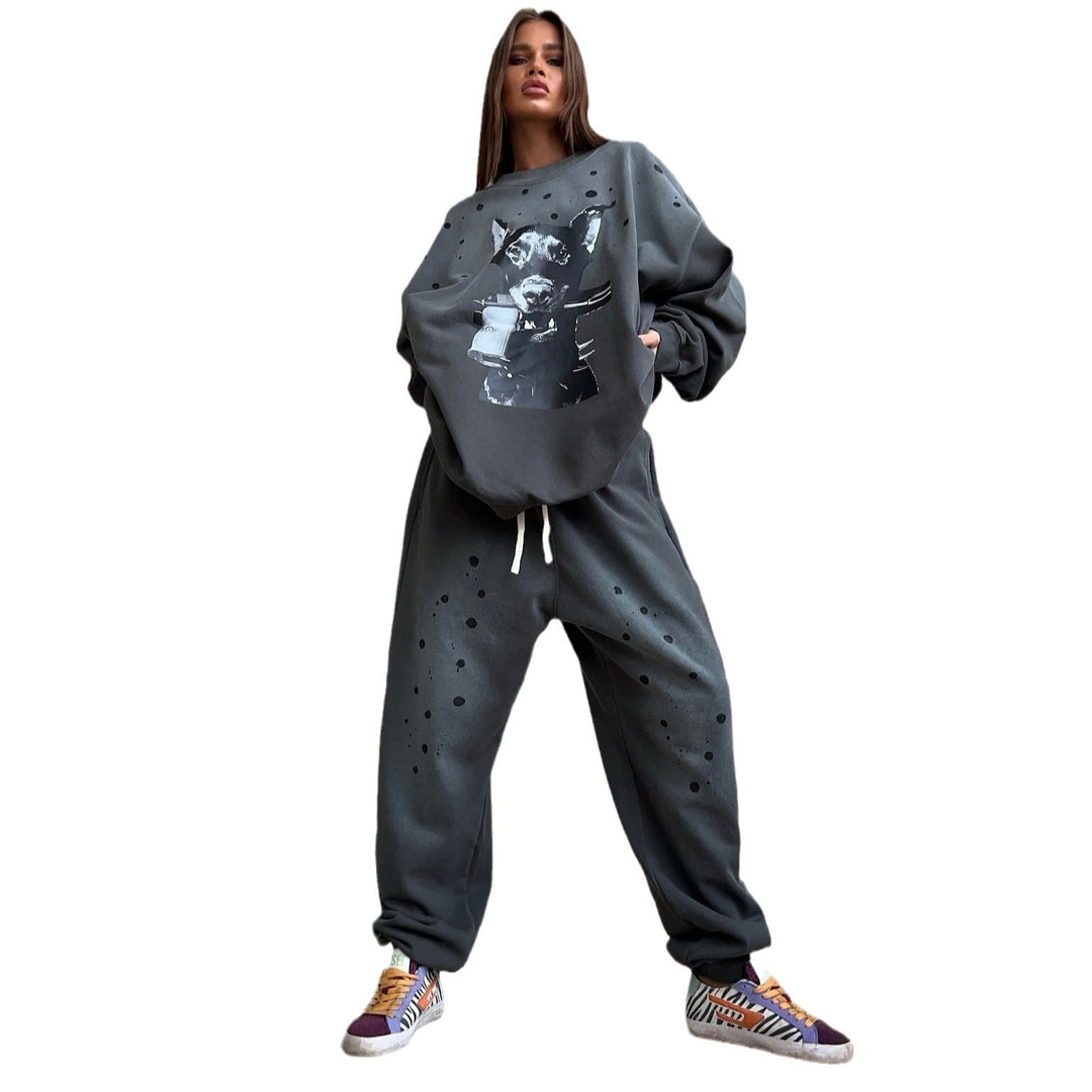 Damen oversized Sweatshirt mit grafischem Kunstmotiv und lässigem Schnitt Drune
