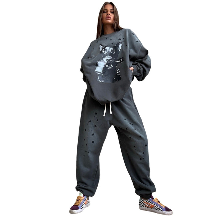 Damen oversized Sweatshirt mit grafischem Kunstmotiv und lässigem Schnitt Drune