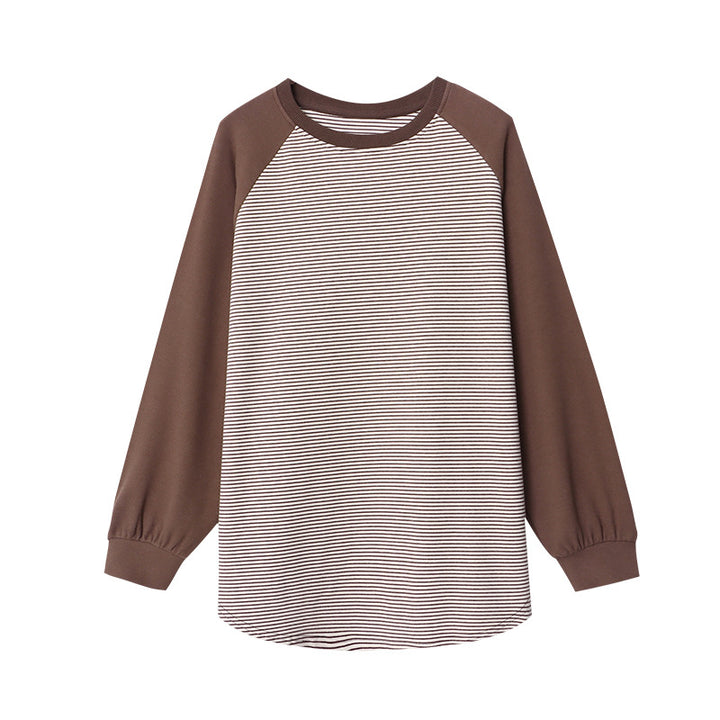 Damen lässiger Raglan-Pullover mit gestreiftem Design und eleganten Details Drune