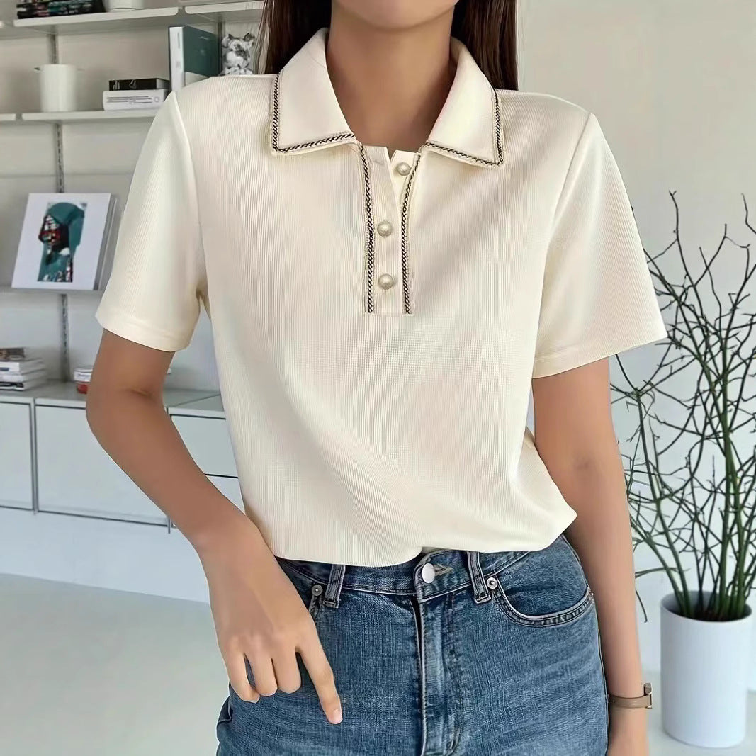 Damen Polo-Shirt mit Perlendetail Drune