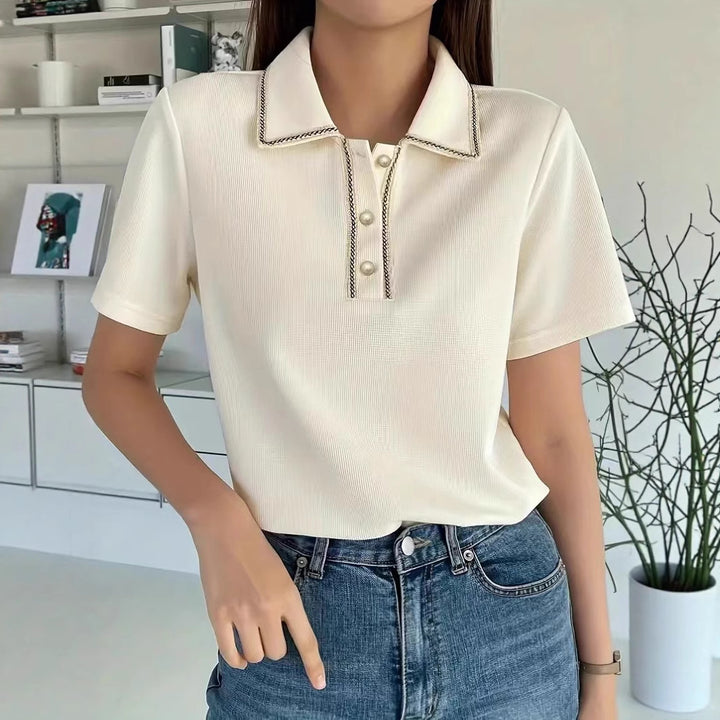 Damen Polo-Shirt mit Perlendetail Drune