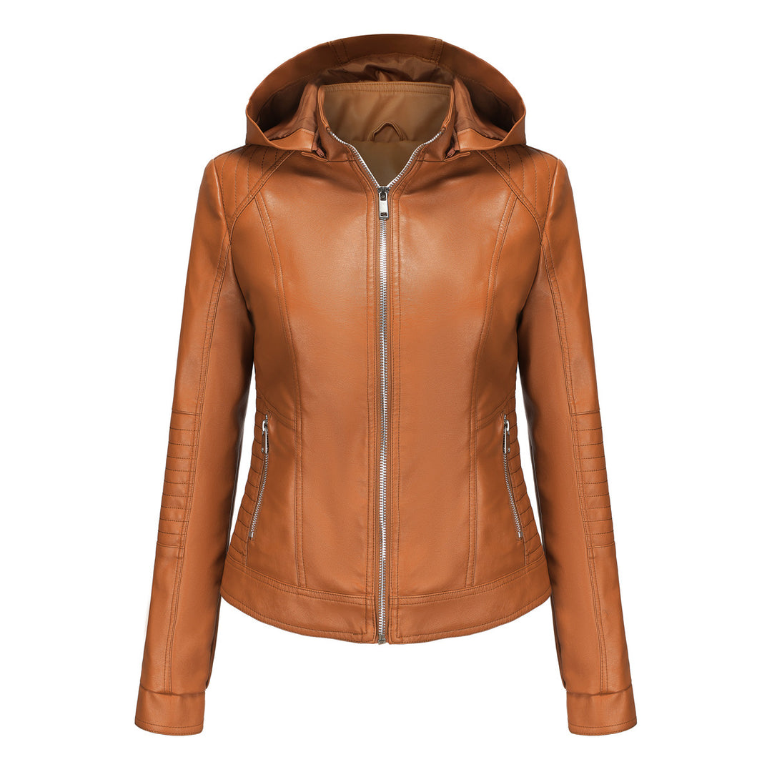Damen Kapuzenjacke aus hochwertigem Kunstleder Drune