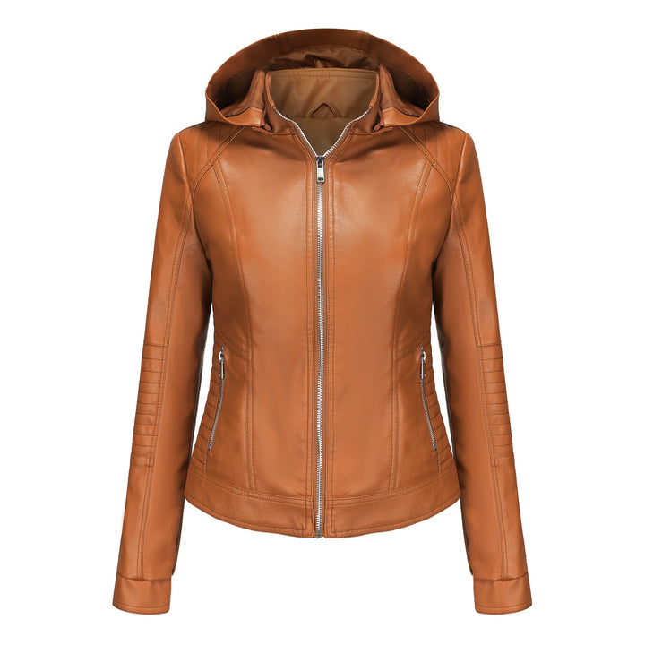 Damen Kapuzenjacke aus hochwertigem Kunstleder Drune