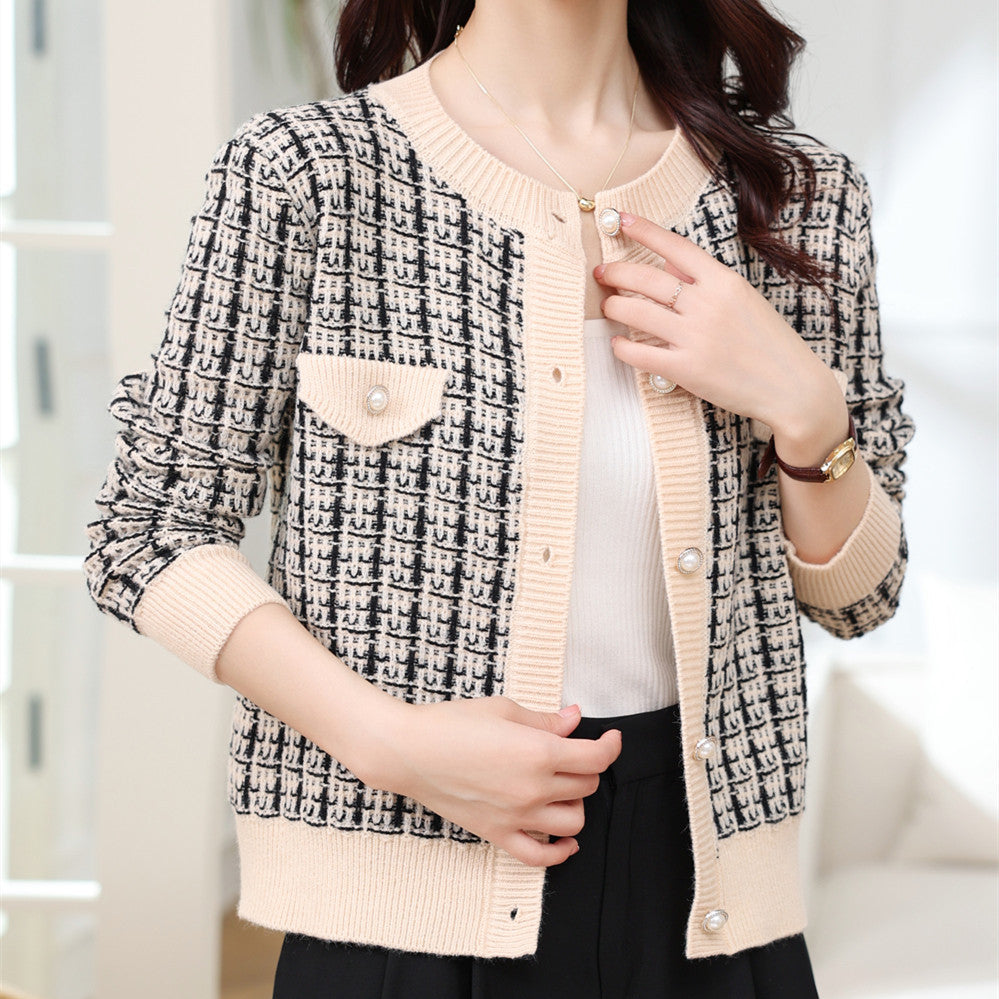 Damen Strickjacke mit strukturiertem Design und Perlknöpfen Drune
