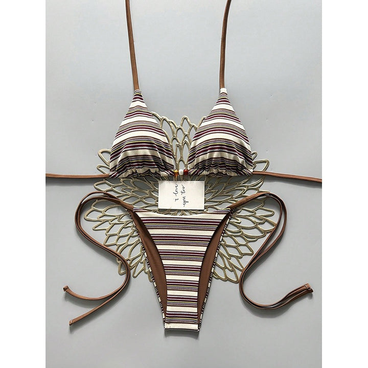 Damen Triangel-Bikini mit hohem Beinausschnitt und feinem Strukturmuster Drune