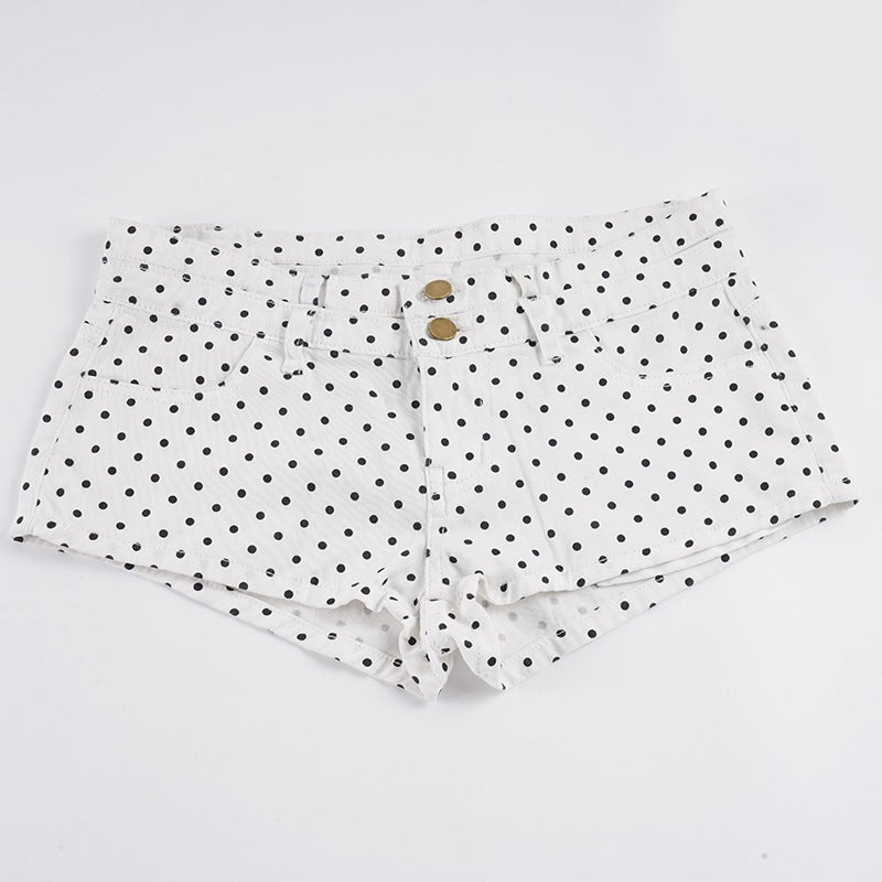 Damen Modische Shorts mit zeitgemäßem Punktedesign und hohem Bund Drune