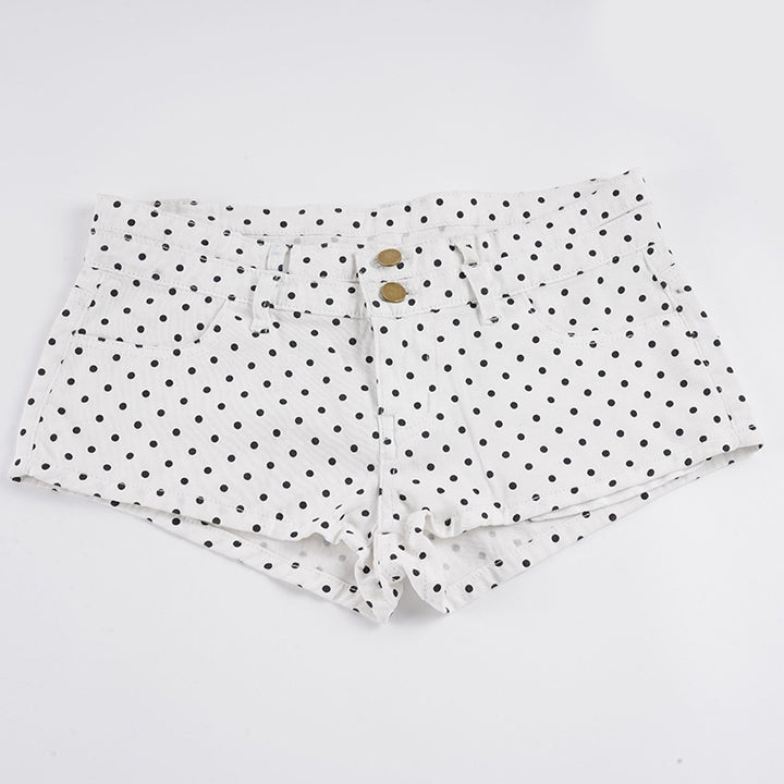 Damen Modische Shorts mit zeitgemäßem Punktedesign und hohem Bund Drune
