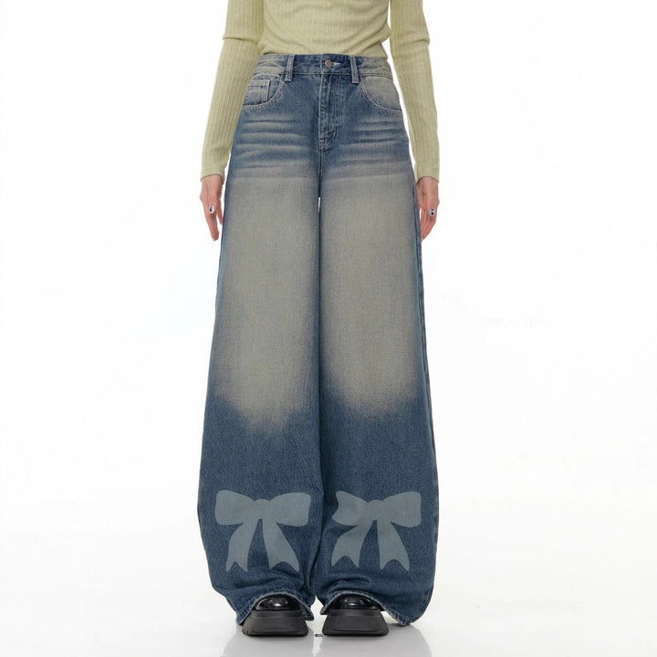 Damen Weite Denim-Hose mit aufregenden Schleifendetails Drune