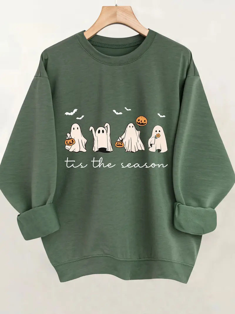 Damen Sweatshirt mit fröhlichem Halloween-Motiv und lässigem Schnitt Drune