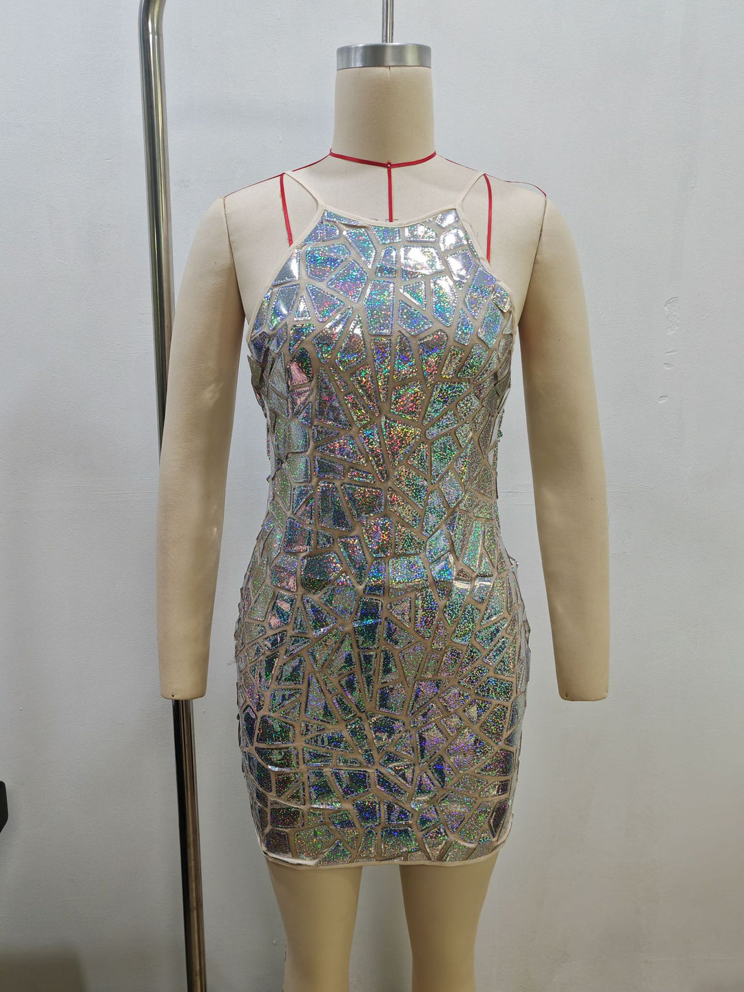 Damen Funkelndes Partykleid mit asymmetrischem Schnitt und glitzerndem Design Drune