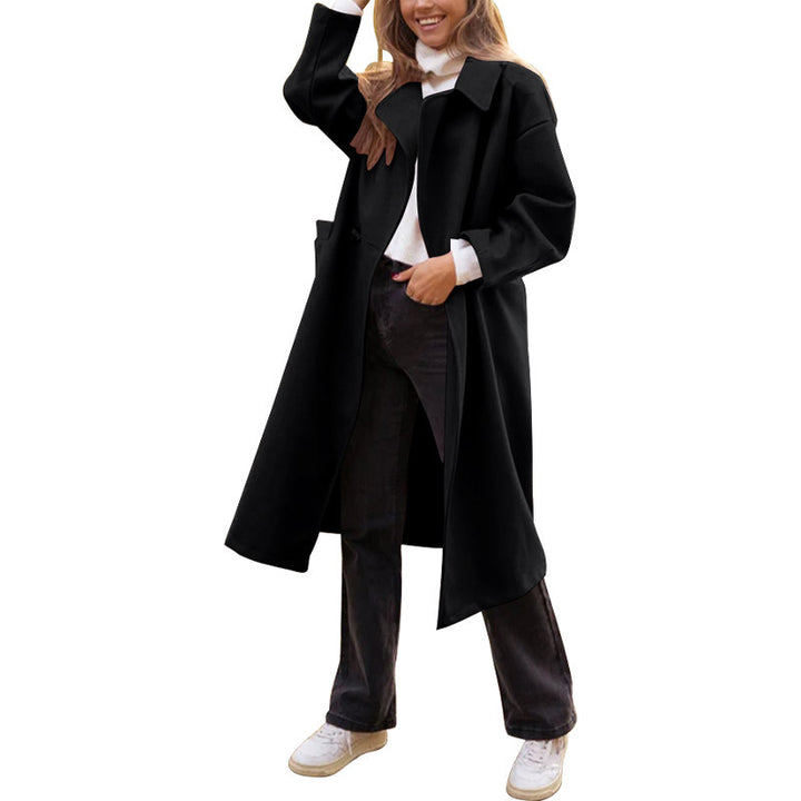 Damen eleganter Trenchcoat mit modischem Schnitt und tiefem Kragen Drune