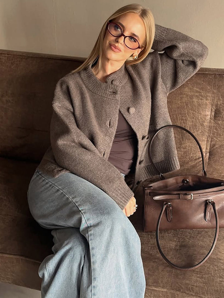 Damen lässige Strickjacke mit Knopfdetails und bequemem Schnitt Drune