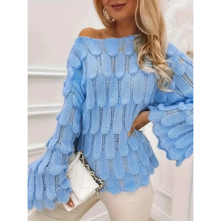 Damen Strickpullover mit voluminösen Ärmeln und strukturiertem Muster Drune
