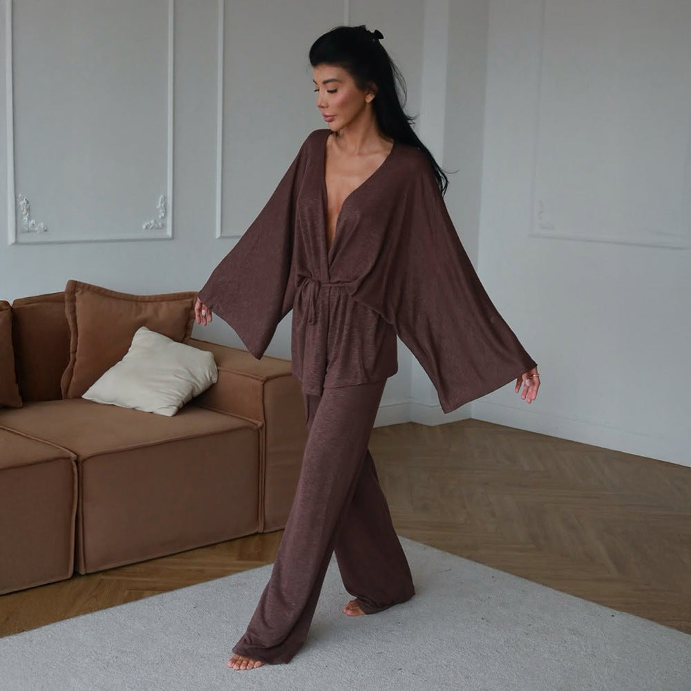 Damen Elegantes Lounge-Set mit weit geschnittenem Oberteil und bequemen Hosen Drune