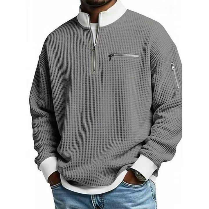 Herren Sweatshirt mit hohem Kragen und praktischem Reißverschluss Drune