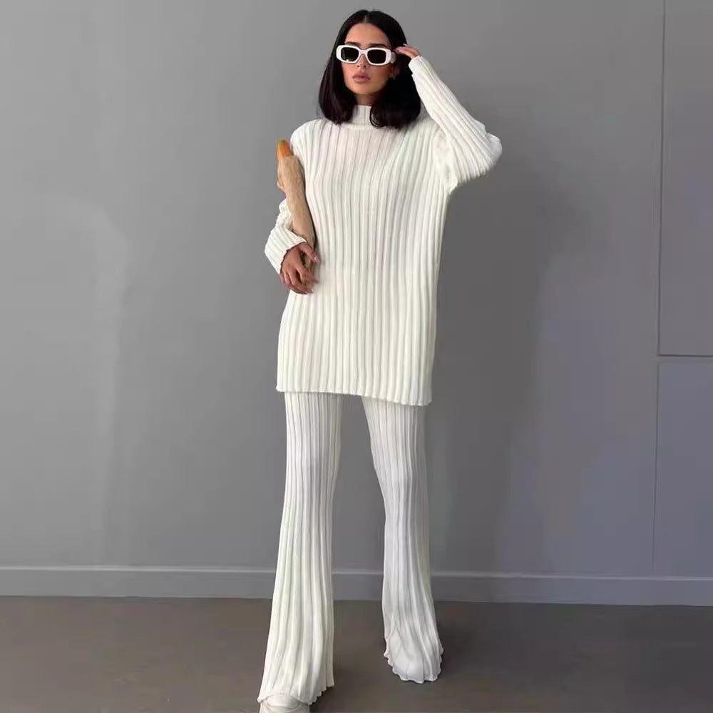 Damen Eleganter Strickanzug mit Rippstruktur Drune