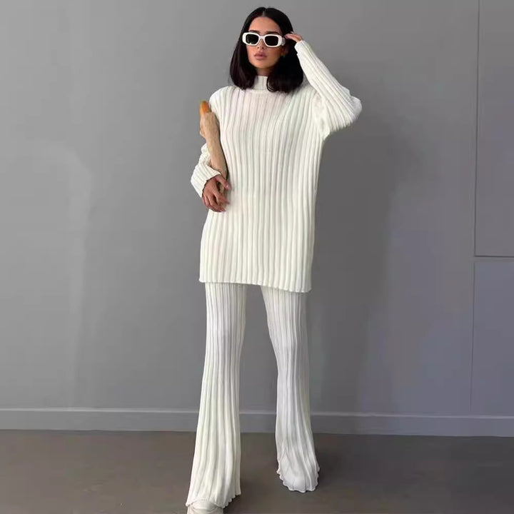 Damen Eleganter Strickanzug mit Rippstruktur Drune