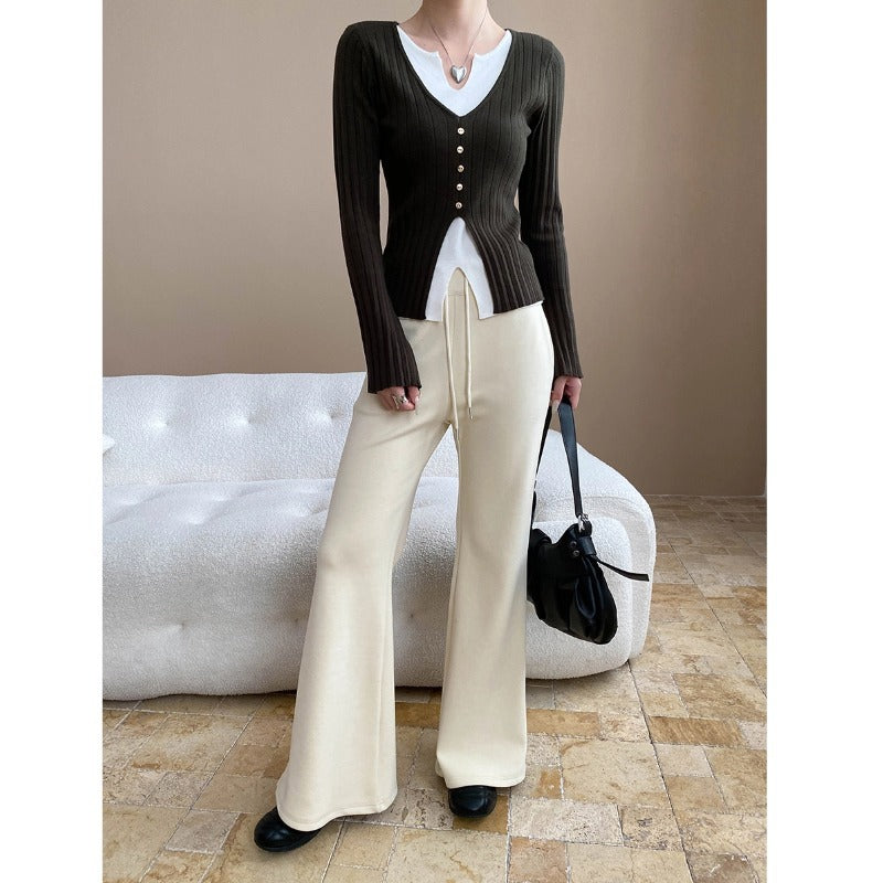Damen lässige Palazzohose aus komfortablem Baumwollmix Drune