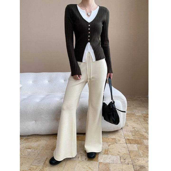 Damen lässige Palazzohose aus komfortablem Baumwollmix Drune