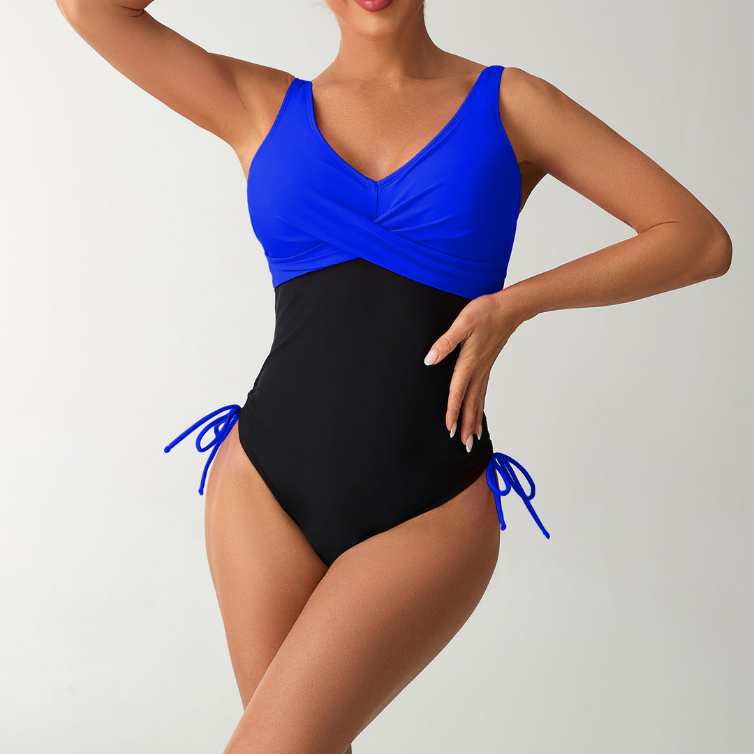 Damen Einteiliger Badeanzug mit integriertem Wickeldesign Drune