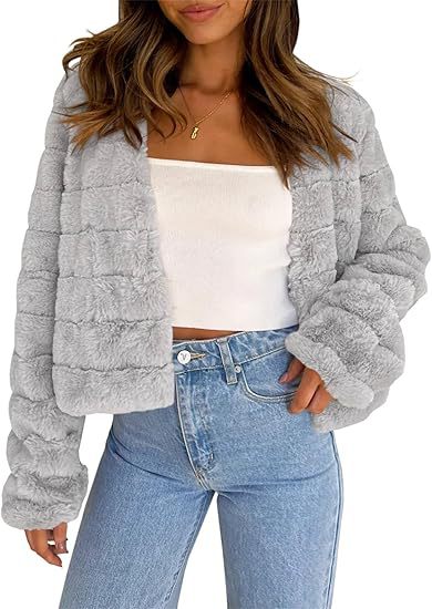 Damen Flauschige und modische Kurzjacke Drune