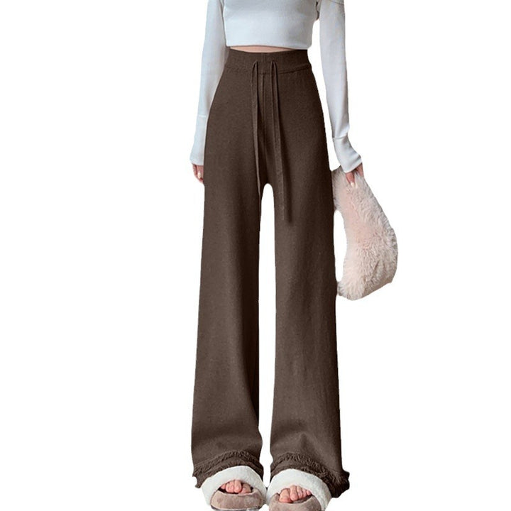 Damen Elegante und bequeme High-Waist-Hose mit eleganten Fransen Drune
