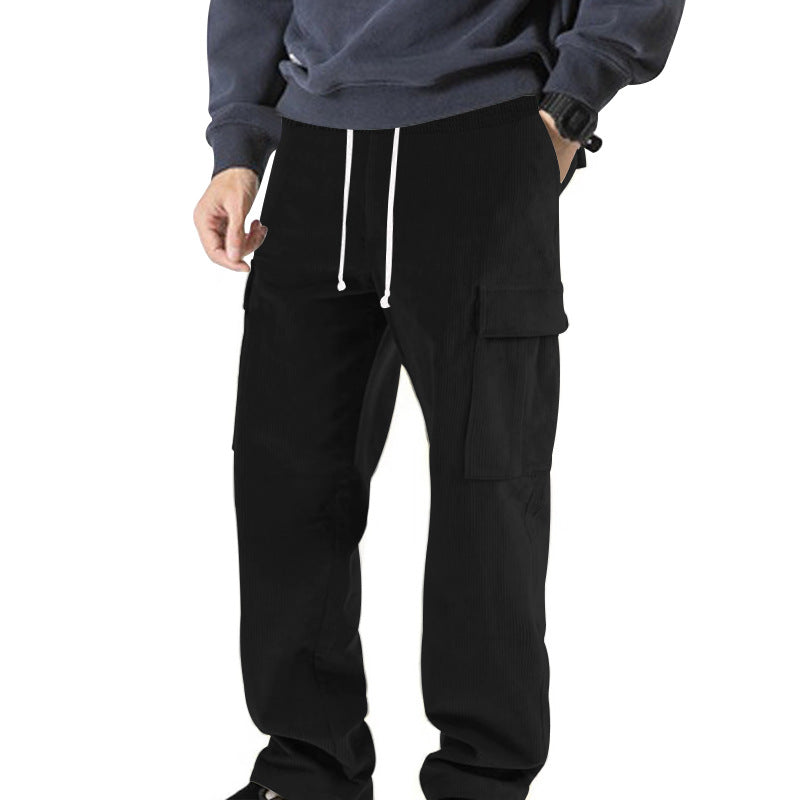 Herren nan Cord-Cargo-Jogginghose mit elastischem Komfortbund, Kordelzug und aufgesetzten Cargotaschen Drune