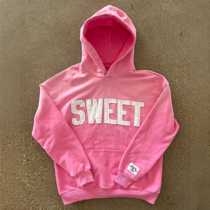 Damen Kapuzenpullover mit kreativem Schriftzug und weichem Innenfutter Drune