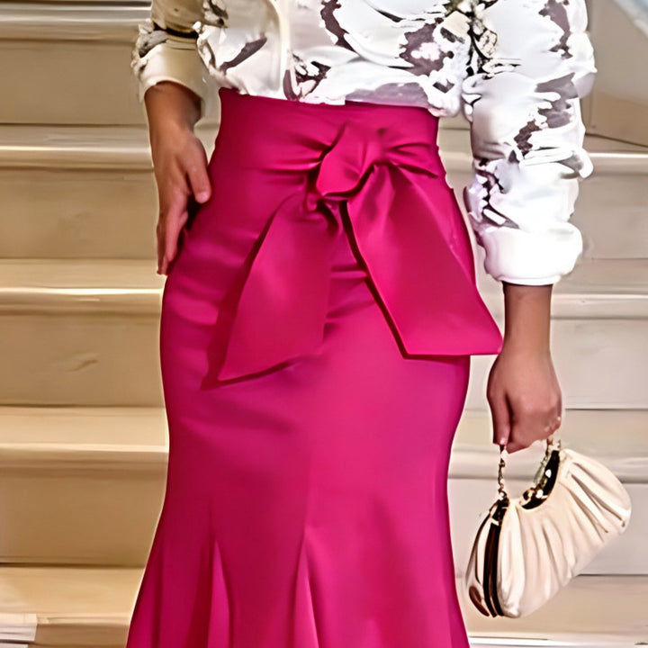 Damen Eleganter Maxi-Rock mit voluminösem Schleifenakzent Drune