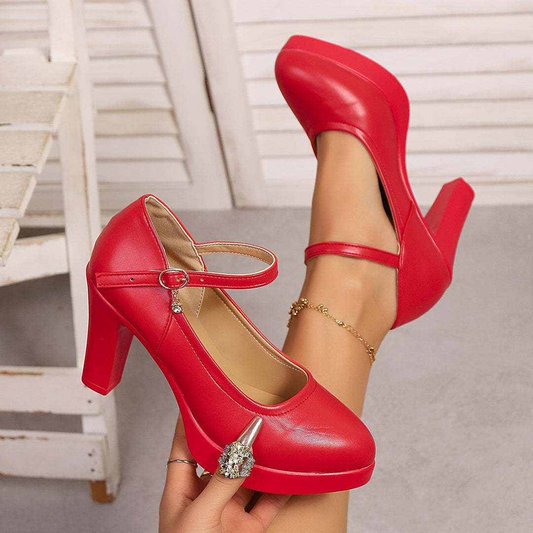 Damen High-Heel Pumps mit verstellbarem Riemen und funkelndem Detail Drune