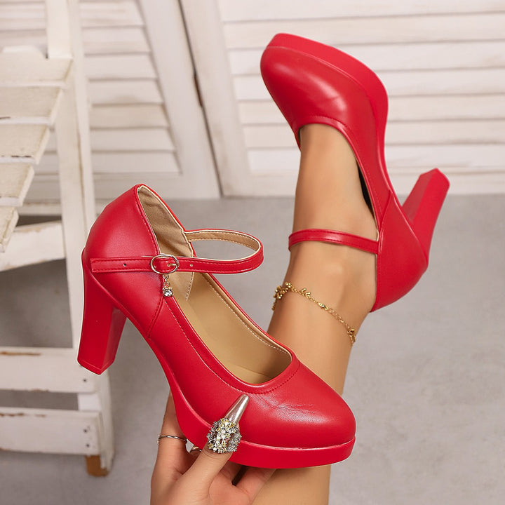 Damen High-Heel Pumps mit verstellbarem Riemen und funkelndem Detail Drune