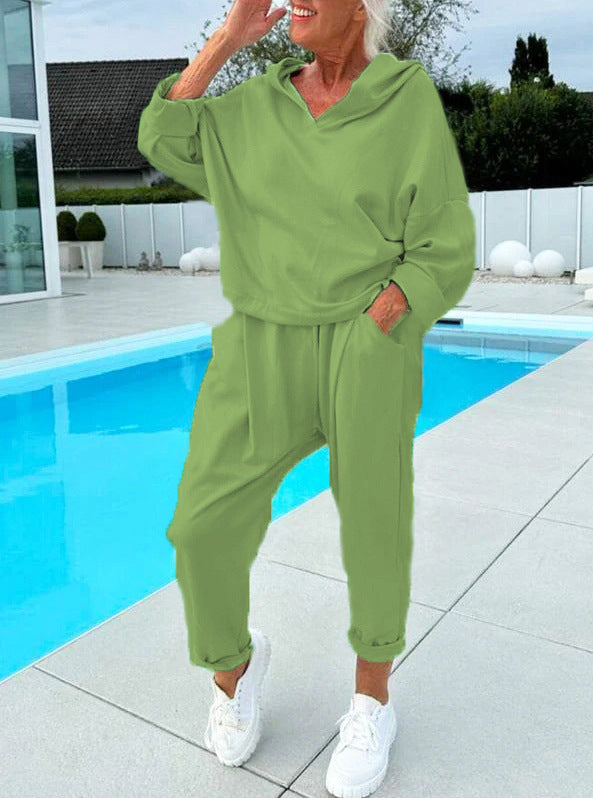 Damen modischer Hoodie und Jogginghose Set Drune