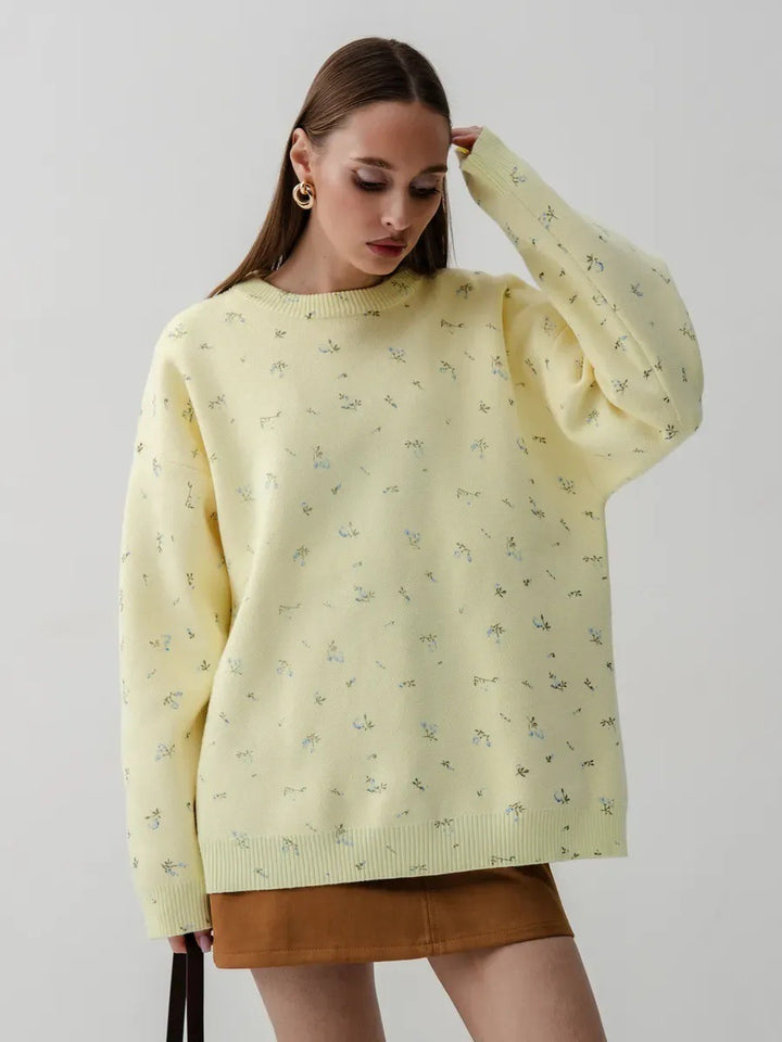 Damen lässiger Sweatpullover mit floralem Design und oversized Schnitt Drune