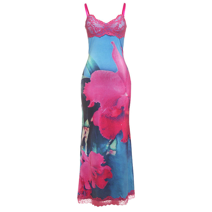 Damen Satin Nachthemd mit zarter Spitzendekoration Drune