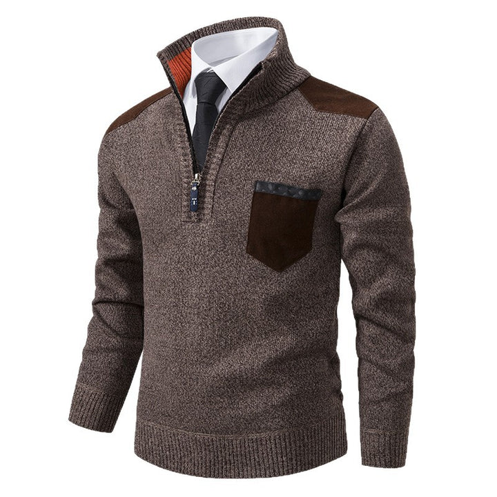 Herren lässiger Pullover mit halbem Reißverschluss und modernem Kragen Drune