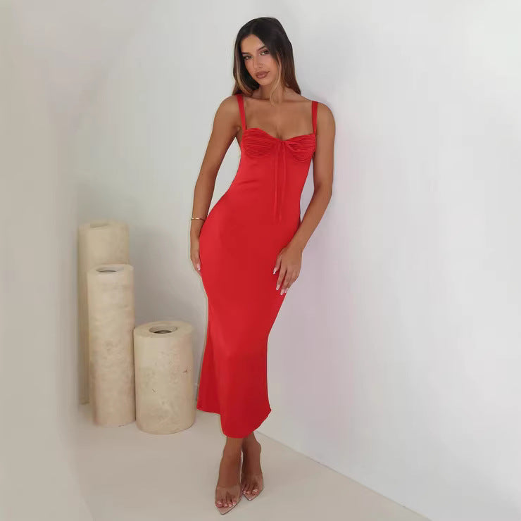 Damen figurbetontes Maxi-Kleid mit floralem Design und seitlichem Schlitz Drune