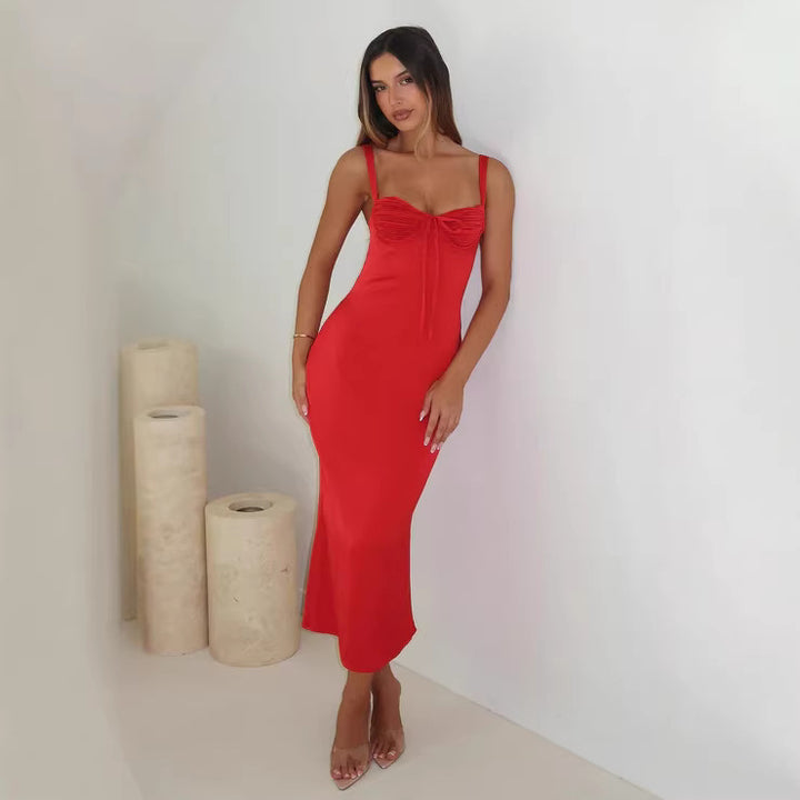 Damen figurbetontes Maxi-Kleid mit floralem Design und seitlichem Schlitz Drune