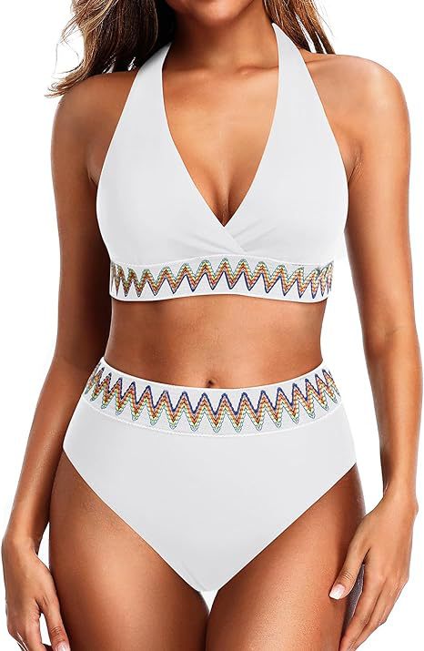 Damen Sportlicher hochtaillierter Bikini Drune