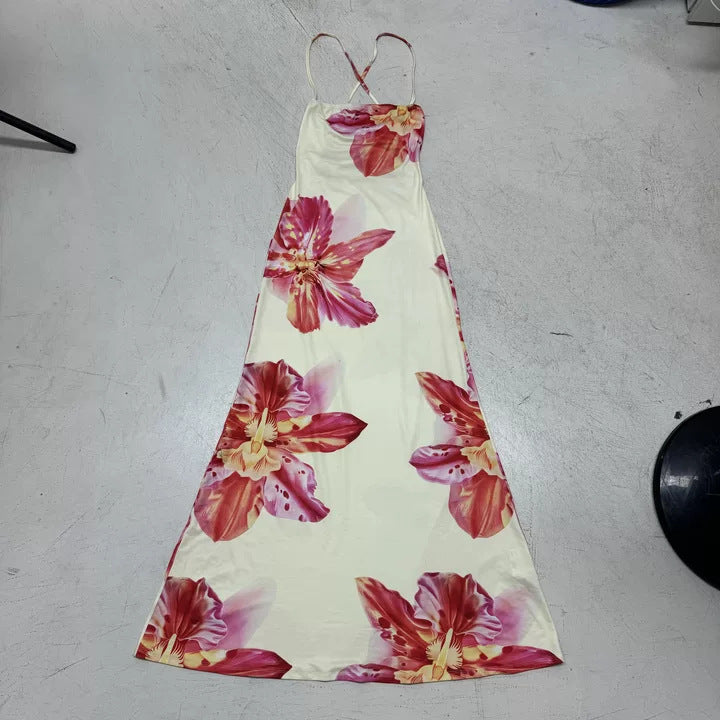 Damen Maxikleid mit floralem Muster und verstellbaren Trägern Drune