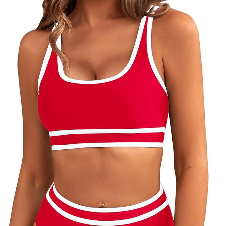 Damen Sportliches Bikini-Set mit breiten Trägern und hohem Schnitt Drune
