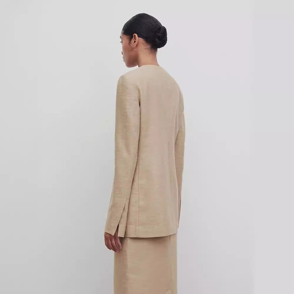 Damen Eleganter und strukturierter Blazer mit minimalistischer Knopfleiste Drune