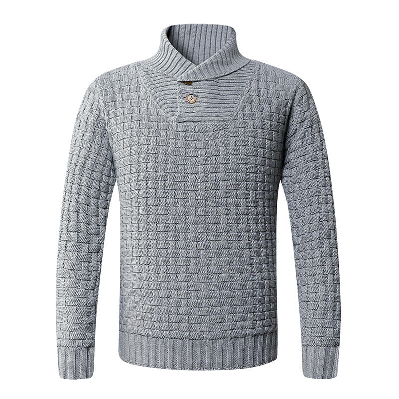 Herren Strickpullover mit modernem Zopfmuster und Stehkragen Drune