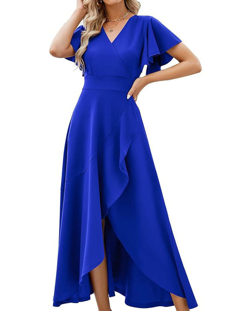 Damen Elegantes Maxikleid mit fließendem Rock und Rüschendetails Drune