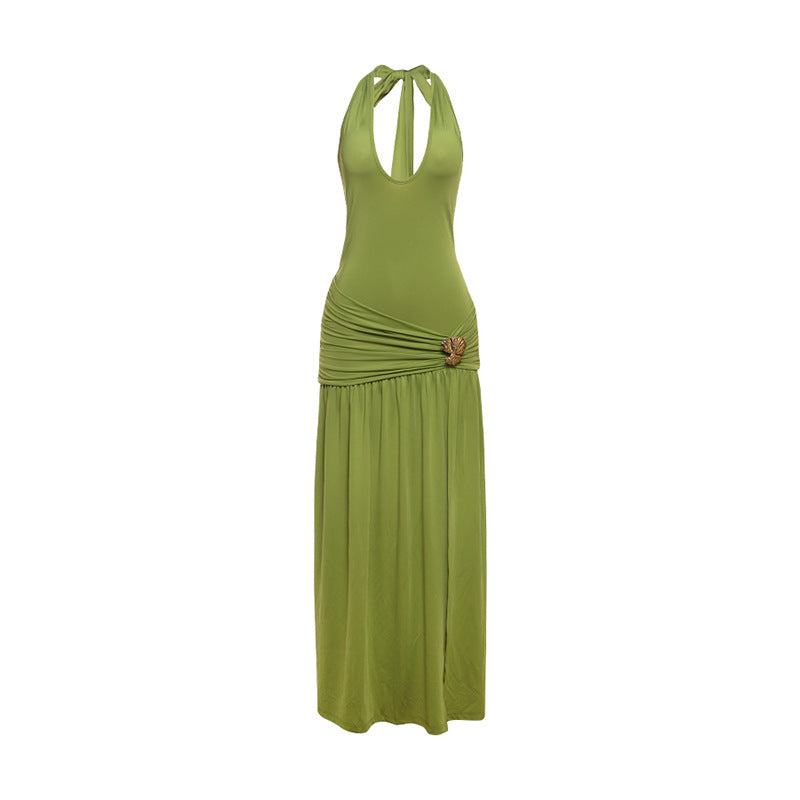Damen Elegantes Maxikleid mit raffinierten Drapierungen und dekorativem Detail Drune