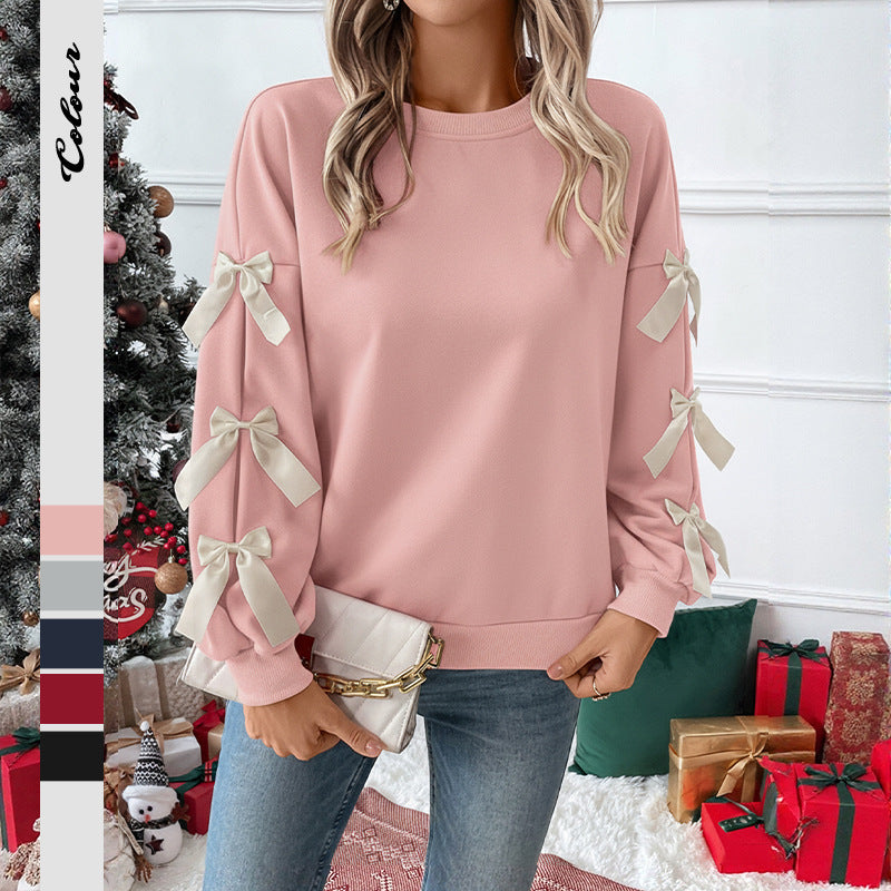 Damen modischer Pullover mit Schleifendetails Drune