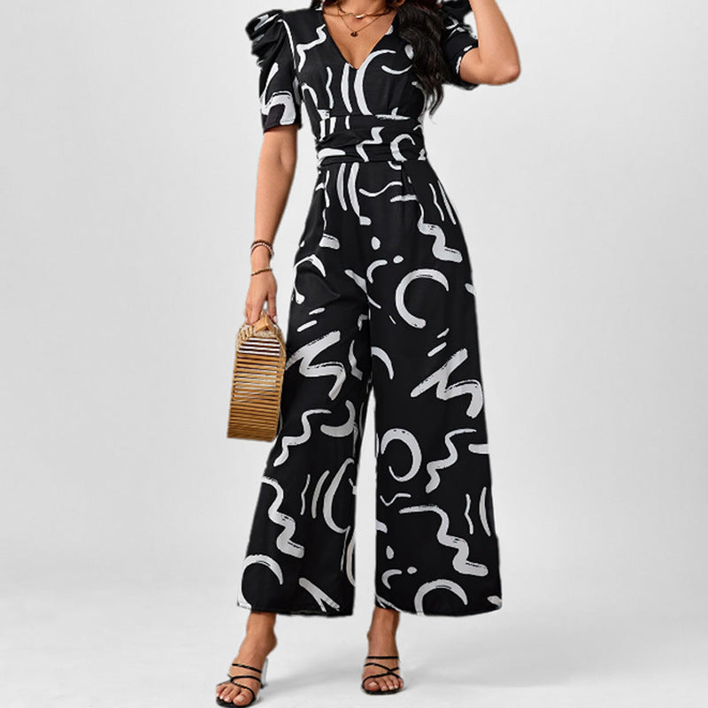 Damen Eleganter Jumpsuit mit stilvollem grafischen Muster Drune